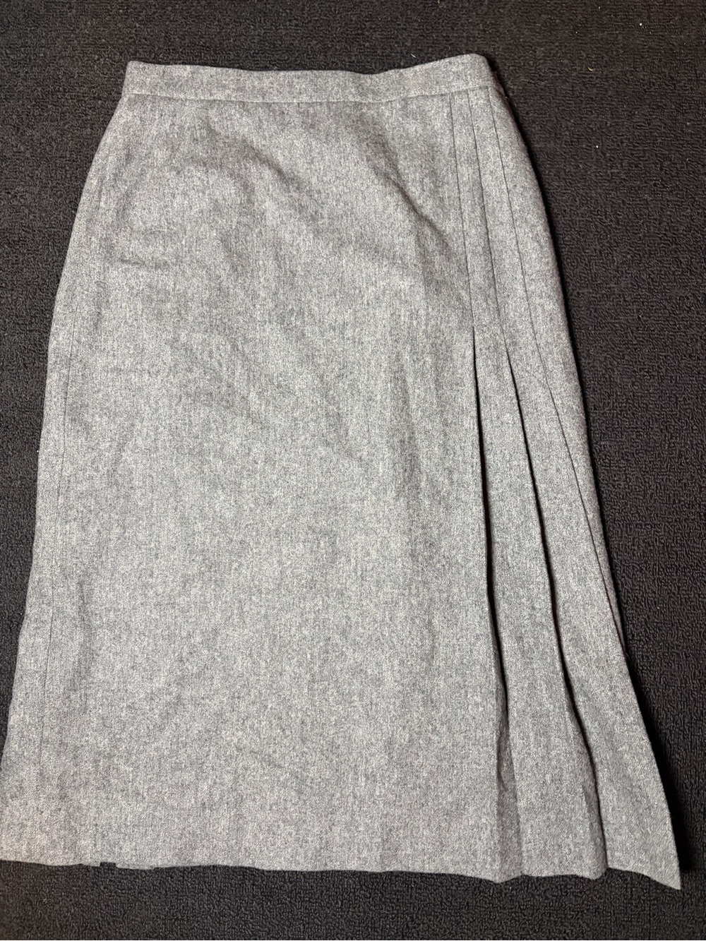 breckenridge Gray Midi Skirt with Side Pleats